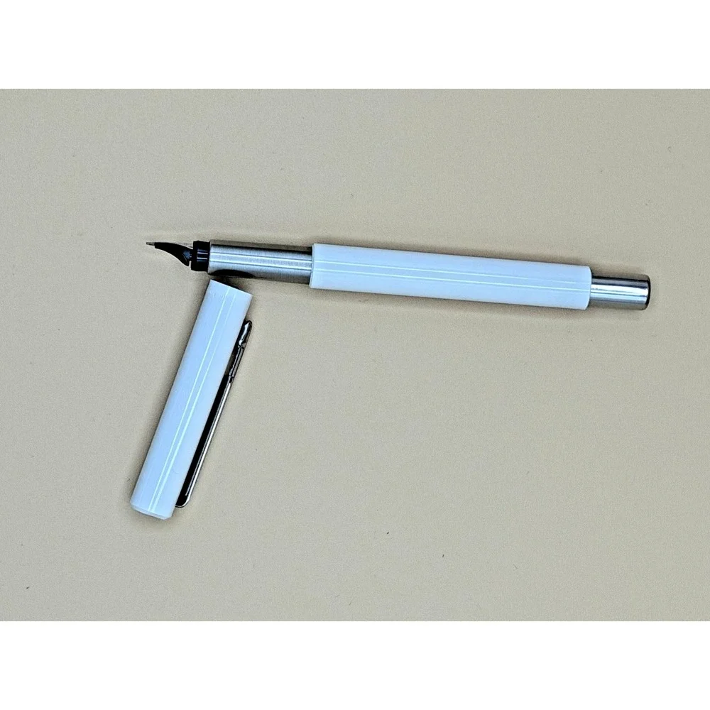 Parker Vector White Fountain Pen Chrome Trim Stainless Steel Nib